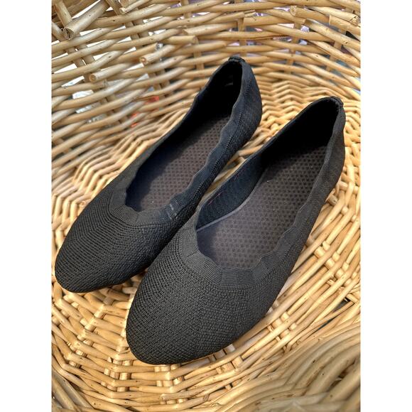 8.5 Skechers Cleo 2.0 Love Spell Black Stretchy Slip On Ballerina Flats - Picture 1 of 6